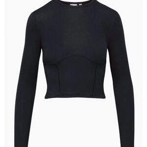 ARITZIA Sunday Best Dove Cropped Long Sleeve Top in Black - M